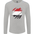 Torn Yemen Flag Yemeni Day Football Mens Long Sleeve T-Shirt Sports Grey