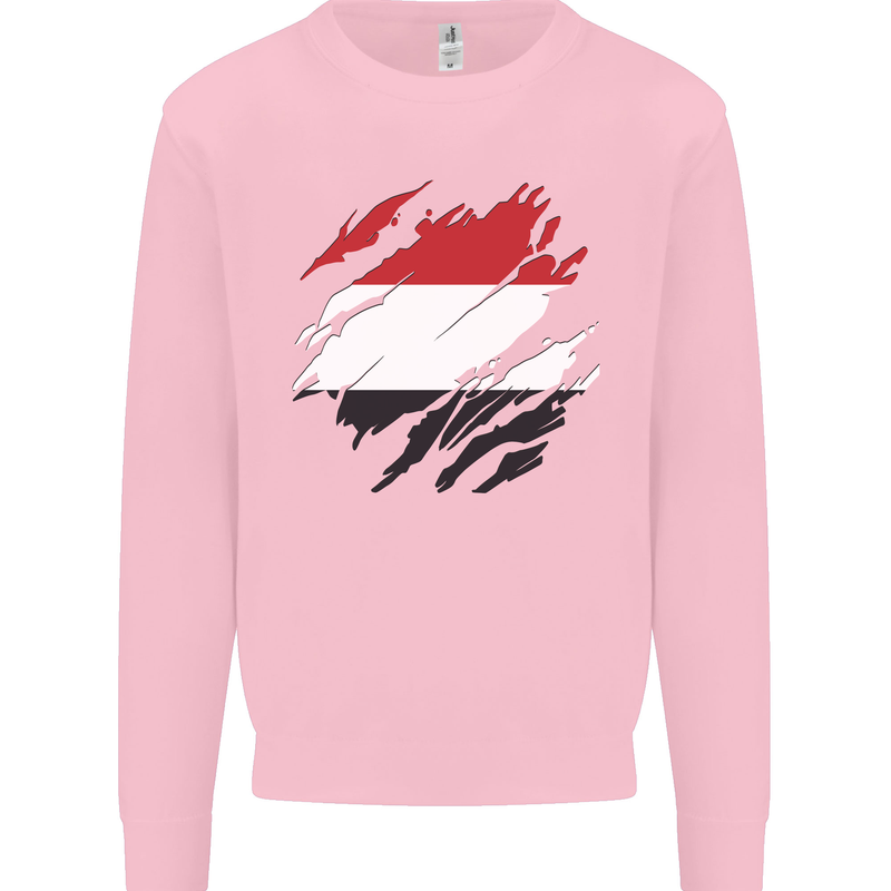 Torn Yemen Flag Yemeni Day Football Mens Sweatshirt Jumper Light Pink