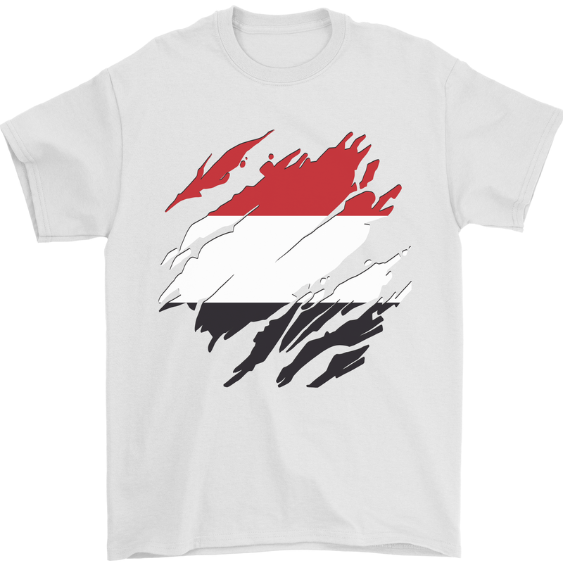 Torn Yemen Flag Yemeni Day Football Mens T-Shirt 100% Cotton White