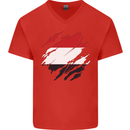 Torn Yemen Flag Yemeni Day Football Mens V-Neck Cotton T-Shirt Red