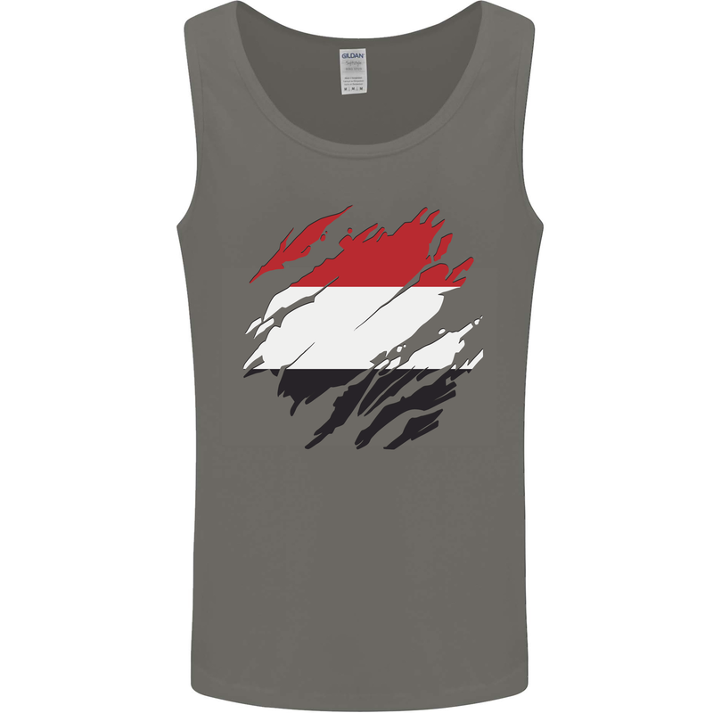 Torn Yemen Flag Yemeni Day Football Mens Vest Tank Top Charcoal