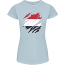 Torn Yemen Flag Yemeni Day Football Womens Petite Cut T-Shirt Light Blue