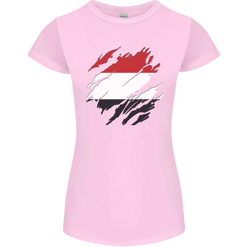 Torn Yemen Flag Yemeni Day Football Womens Petite Cut T-Shirt Light Pink
