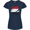 Torn Yemen Flag Yemeni Day Football Womens Petite Cut T-Shirt Navy Blue