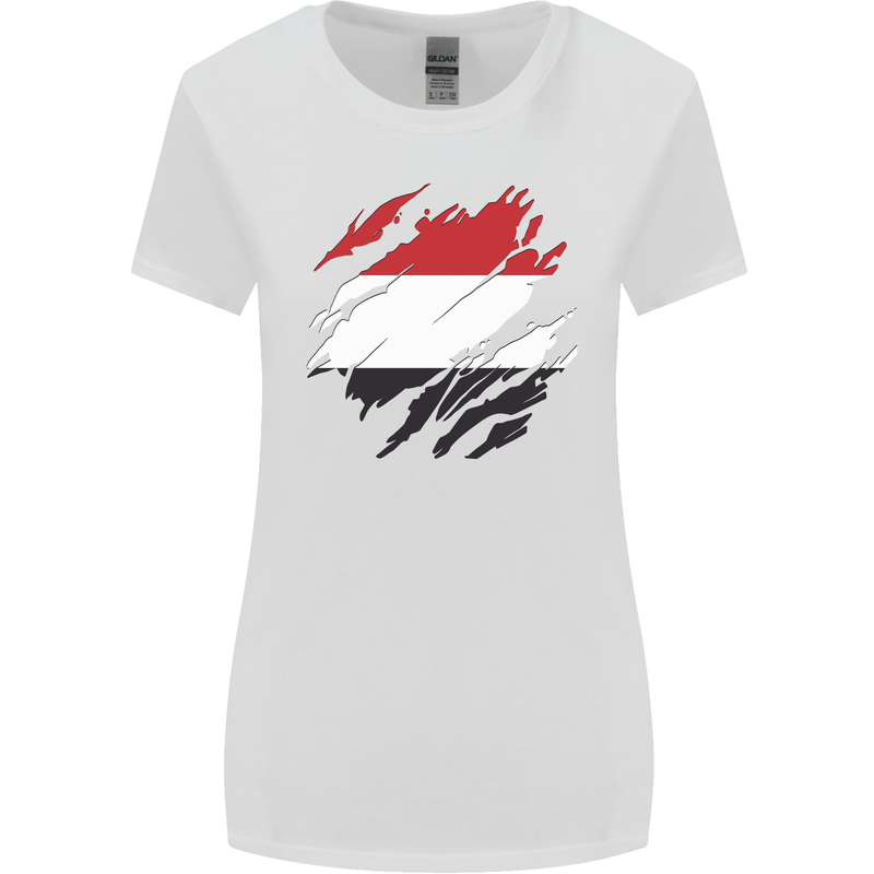 Torn Yemen Flag Yemeni Day Football Womens Wider Cut T-Shirt White