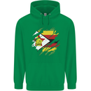 Torn Zimbabwe Flag Zimbabwean Day Football Childrens Kids Hoodie Irish Green