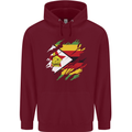 Torn Zimbabwe Flag Zimbabwean Day Football Childrens Kids Hoodie Maroon