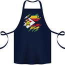 Torn Zimbabwe Flag Zimbabwean Day Football Cotton Apron 100% Organic Navy Blue