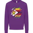 Torn Zimbabwe Flag Zimbabwean Day Football Kids Sweatshirt Jumper Purple