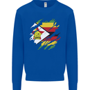 Torn Zimbabwe Flag Zimbabwean Day Football Kids Sweatshirt Jumper Royal Blue