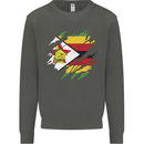 Torn Zimbabwe Flag Zimbabwean Day Football Kids Sweatshirt Jumper Storm Grey