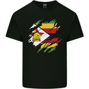 Torn Zimbabwe Flag Zimbabwean Day Football Kids T-Shirt Childrens Black
