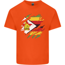 Torn Zimbabwe Flag Zimbabwean Day Football Kids T-Shirt Childrens Orange