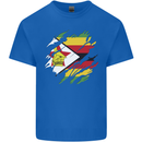 Torn Zimbabwe Flag Zimbabwean Day Football Kids T-Shirt Childrens Royal Blue
