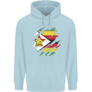 Torn Zimbabwe Flag Zimbabwean Day Football Mens 80% Cotton Hoodie Light Blue