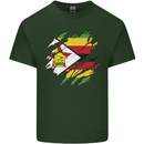 Torn Zimbabwe Flag Zimbabwean Day Football Mens Cotton T-Shirt Tee Top Forest Green