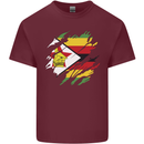 Torn Zimbabwe Flag Zimbabwean Day Football Mens Cotton T-Shirt Tee Top Maroon