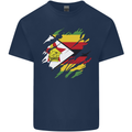 Torn Zimbabwe Flag Zimbabwean Day Football Mens Cotton T-Shirt Tee Top Navy Blue