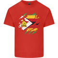Torn Zimbabwe Flag Zimbabwean Day Football Mens Cotton T-Shirt Tee Top Red