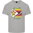 Torn Zimbabwe Flag Zimbabwean Day Football Mens Cotton T-Shirt Tee Top Sports Grey