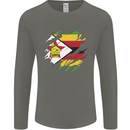 Torn Zimbabwe Flag Zimbabwean Day Football Mens Long Sleeve T-Shirt Charcoal