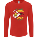 Torn Zimbabwe Flag Zimbabwean Day Football Mens Long Sleeve T-Shirt Red