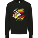 Torn Zimbabwe Flag Zimbabwean Day Football Mens Sweatshirt Jumper Black