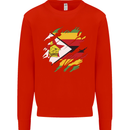 Torn Zimbabwe Flag Zimbabwean Day Football Mens Sweatshirt Jumper Bright Red