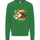Torn Zimbabwe Flag Zimbabwean Day Football Mens Sweatshirt Jumper Irish Green