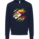 Torn Zimbabwe Flag Zimbabwean Day Football Mens Sweatshirt Jumper Navy Blue
