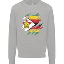 Torn Zimbabwe Flag Zimbabwean Day Football Mens Sweatshirt Jumper Sports Grey