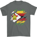 Torn Zimbabwe Flag Zimbabwean Day Football Mens T-Shirt 100% Cotton Charcoal