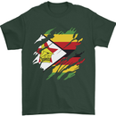 Torn Zimbabwe Flag Zimbabwean Day Football Mens T-Shirt 100% Cotton Forest Green