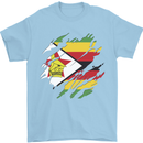 Torn Zimbabwe Flag Zimbabwean Day Football Mens T-Shirt 100% Cotton Light Blue
