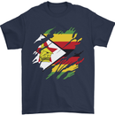 Torn Zimbabwe Flag Zimbabwean Day Football Mens T-Shirt 100% Cotton Navy Blue