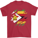 Torn Zimbabwe Flag Zimbabwean Day Football Mens T-Shirt 100% Cotton Red