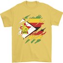 Torn Zimbabwe Flag Zimbabwean Day Football Mens T-Shirt 100% Cotton Yellow