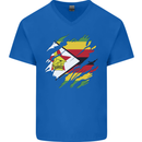 Torn Zimbabwe Flag Zimbabwean Day Football Mens V-Neck Cotton T-Shirt Royal Blue