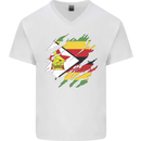 Torn Zimbabwe Flag Zimbabwean Day Football Mens V-Neck Cotton T-Shirt White