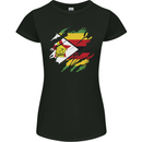 Torn Zimbabwe Flag Zimbabwean Day Football Womens Petite Cut T-Shirt Black