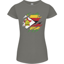 Torn Zimbabwe Flag Zimbabwean Day Football Womens Petite Cut T-Shirt Charcoal