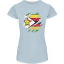 Torn Zimbabwe Flag Zimbabwean Day Football Womens Petite Cut T-Shirt Light Blue