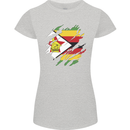Torn Zimbabwe Flag Zimbabwean Day Football Womens Petite Cut T-Shirt Sports Grey