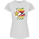 Torn Zimbabwe Flag Zimbabwean Day Football Womens Petite Cut T-Shirt White