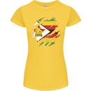 Torn Zimbabwe Flag Zimbabwean Day Football Womens Petite Cut T-Shirt Yellow
