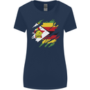 Torn Zimbabwe Flag Zimbabwean Day Football Womens Wider Cut T-Shirt Navy Blue
