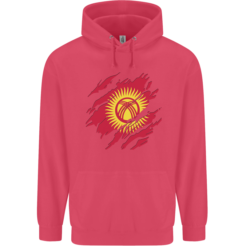 Torn  Kyrgyzstan Flag Kyrgyz Day Football Childrens Kids Hoodie Heliconia