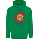Torn  Kyrgyzstan Flag Kyrgyz Day Football Childrens Kids Hoodie Irish Green