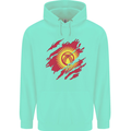 Torn  Kyrgyzstan Flag Kyrgyz Day Football Childrens Kids Hoodie Peppermint