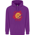 Torn  Kyrgyzstan Flag Kyrgyz Day Football Childrens Kids Hoodie Purple